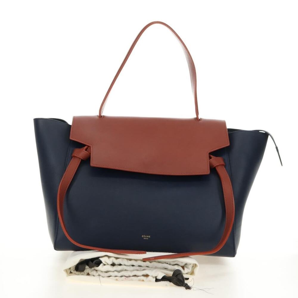 Celine Luggage Handbag Blue Drummed